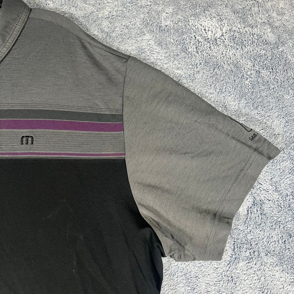 TravisMathew Mens XXL TPC San Antonio Pima Cotton Blend Golf Polo Black Grey - Picture 4 of 16